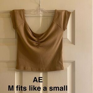 American Eagle Outfitters Brown Ribbed Crop Top